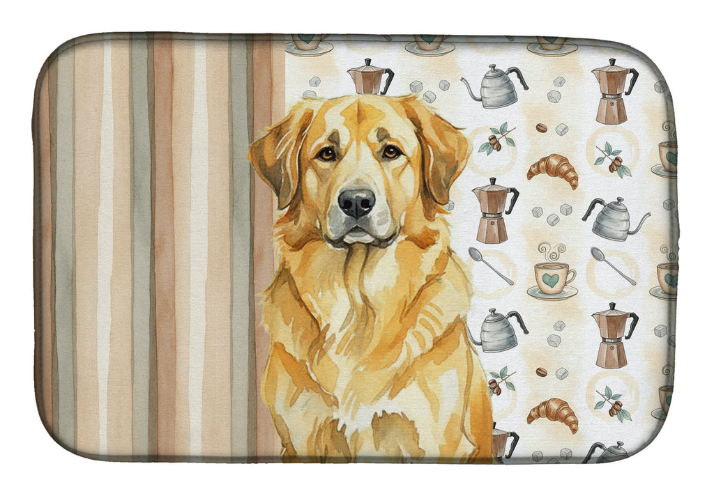 Lion Yellow Leonberger Coffee Bar Dish Drying Mat Absorbent Dish Drying Mat Pad for Kitchen Counter Dish Drainer Mat for Countertop, 14 x 21", Multicolor