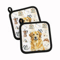 Lion Yellow Leonberger Coffee Bar Pot Holder Set of 2 Heat Resistant Quilted Hot Pads 7.5 x 7.5 Inch, Insulated Kitchen Trivets for Cooking & Baking