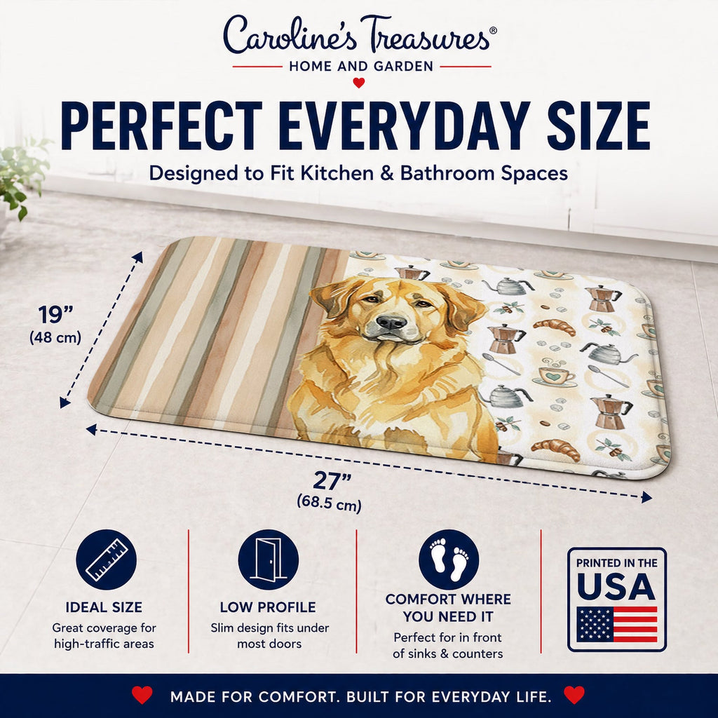 Lion Yellow Leonberger Coffee Bar Memory Foam Kitchen Mat Machine Washable Anti-Fatigue Cushion Comfort Bath or Kitchen Rug