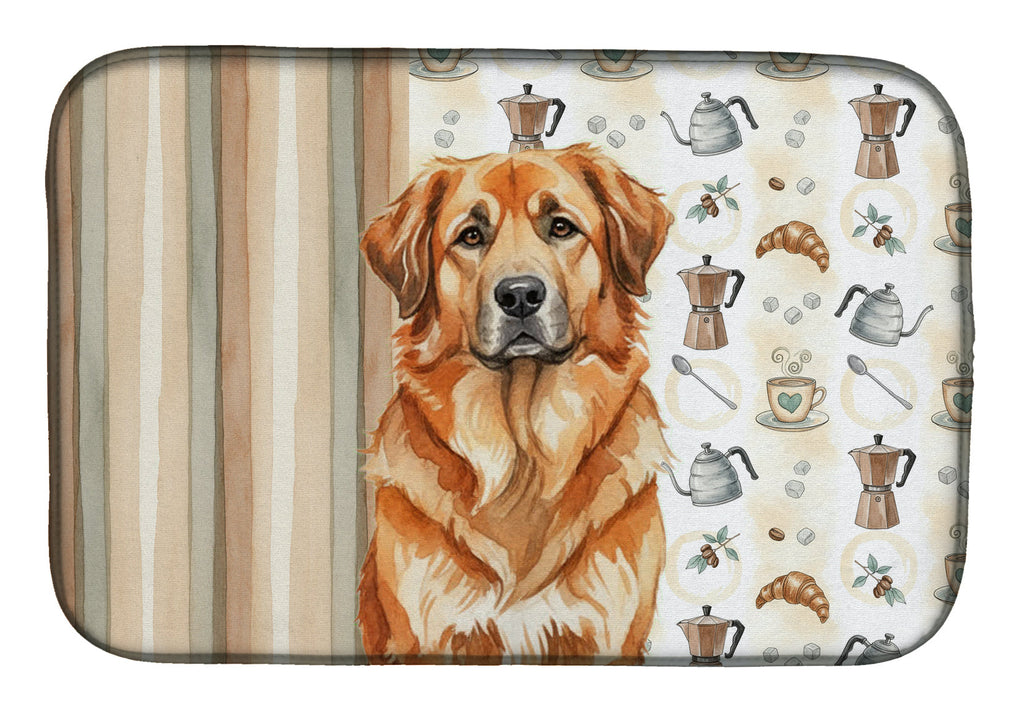 Red Leonberger Coffee Bar Dish Drying Mat Absorbent Dish Drying Mat Pad for Kitchen Counter Dish Drainer Mat for Countertop, 14 x 21", Multicolor