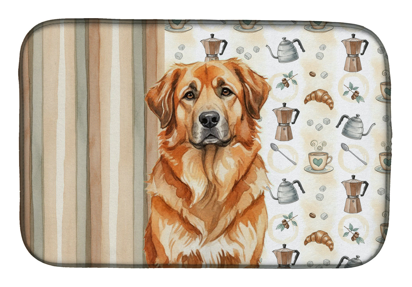 Red Leonberger Coffee Bar Dish Drying Mat Absorbent Dish Drying Mat Pad for Kitchen Counter Dish Drainer Mat for Countertop, 14 x 21", Multicolor