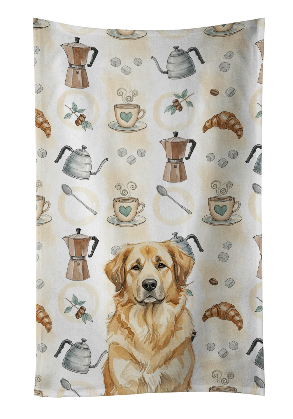Sandy Leonberger Coffee Bar Kitchen Towel Velour Plush Front and Cotton Loop Back Machine Washable