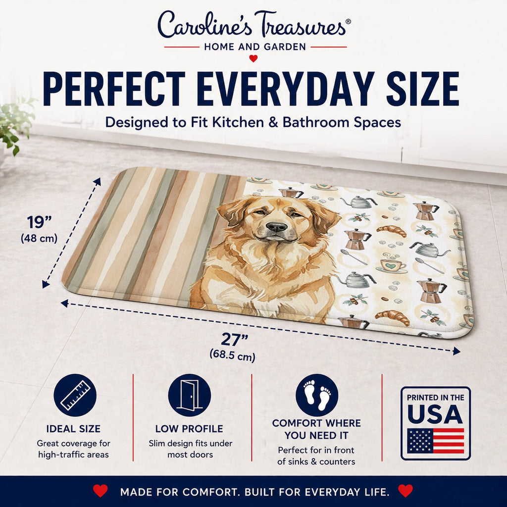 Sandy Leonberger Coffee Bar Memory Foam Kitchen Mat Machine Washable Anti-Fatigue Cushion Comfort Bath or Kitchen Rug