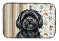 Black Lhasa Apso Coffee Bar Dish Drying Mat Absorbent Dish Drying Mat Pad for Kitchen Counter Dish Drainer Mat for Countertop, 14 x 21", Multicolor
