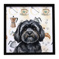Black Lhasa Apso Coffee Bar Framed Metal Print Bathroom, Kitchen, Office, Home Decor Wall Art Ready to Hang, Square, 8X8