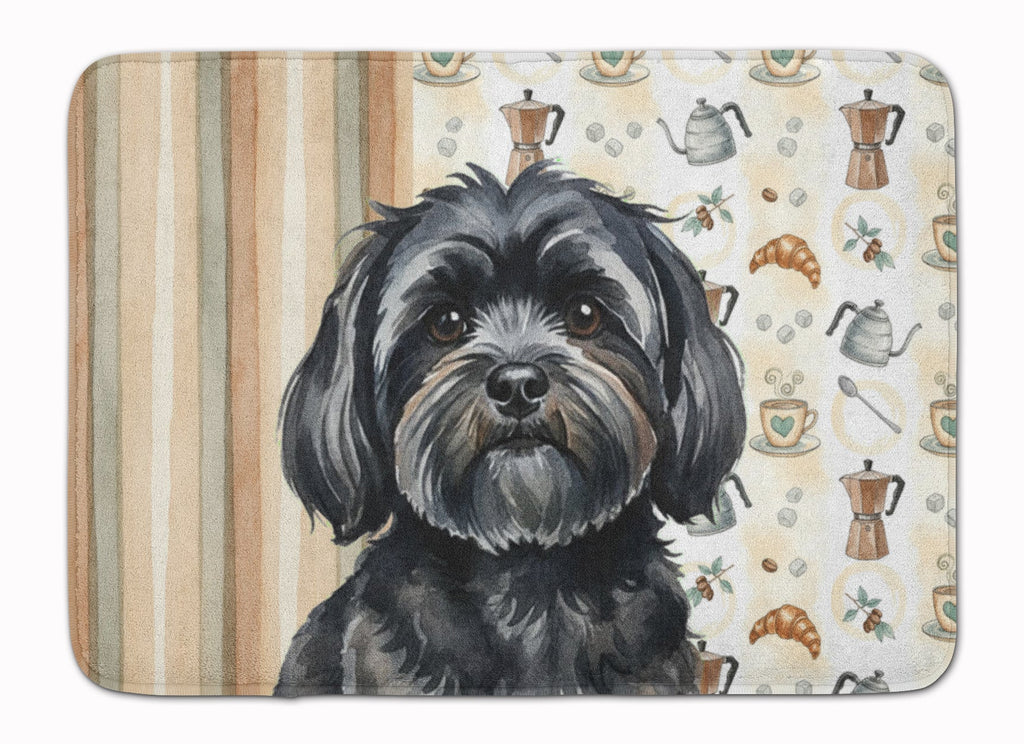 Black Lhasa Apso Coffee Bar Memory Foam Kitchen Mat Machine Washable Anti-Fatigue Cushion Comfort Bath or Kitchen Rug