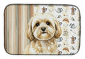 Cream Lhasa Apso Coffee Bar Dish Drying Mat Absorbent Dish Drying Mat Pad for Kitchen Counter Dish Drainer Mat for Countertop, 14 x 21", Multicolor