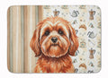 Red Lhasa Apso Coffee Bar Memory Foam Kitchen Mat Machine Washable Anti-Fatigue Cushion Comfort Bath or Kitchen Rug