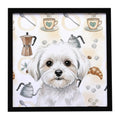Maltese Coffee Bar Framed Metal Print Bathroom, Kitchen, Office, Home Decor Wall Art Ready to Hang, Square, 8X8