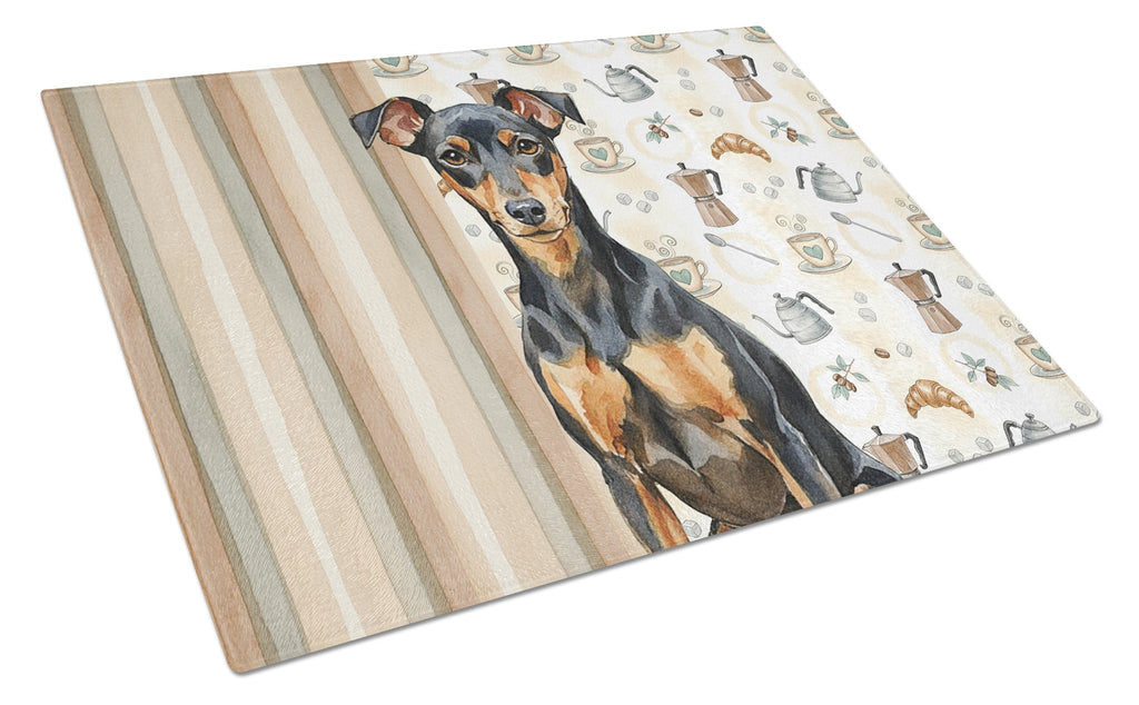 Manchester Terrier Coffee Bar Cutting Board Tempered Glass Kitchen Cutting Surface, Heat Resistant Chopping, Non-Slip Feet, Food Prep & Serving