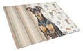 Manchester Terrier Coffee Bar Cutting Board Tempered Glass Kitchen Cutting Surface, Heat Resistant Chopping, Non-Slip Feet, Food Prep & Serving