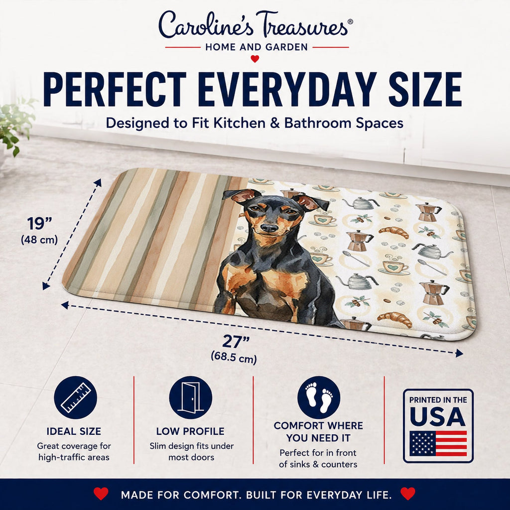 Manchester Terrier Coffee Bar Memory Foam Kitchen Mat Machine Washable Anti-Fatigue Cushion Comfort Bath or Kitchen Rug