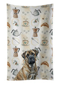 Brindle Mastiff Coffee Bar Kitchen Towel Velour Plush Front and Cotton Loop Back Machine Washable