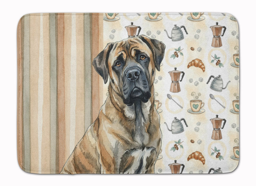 Brindle Mastiff Coffee Bar Memory Foam Kitchen Mat Machine Washable Anti-Fatigue Cushion Comfort Bath or Kitchen Rug
