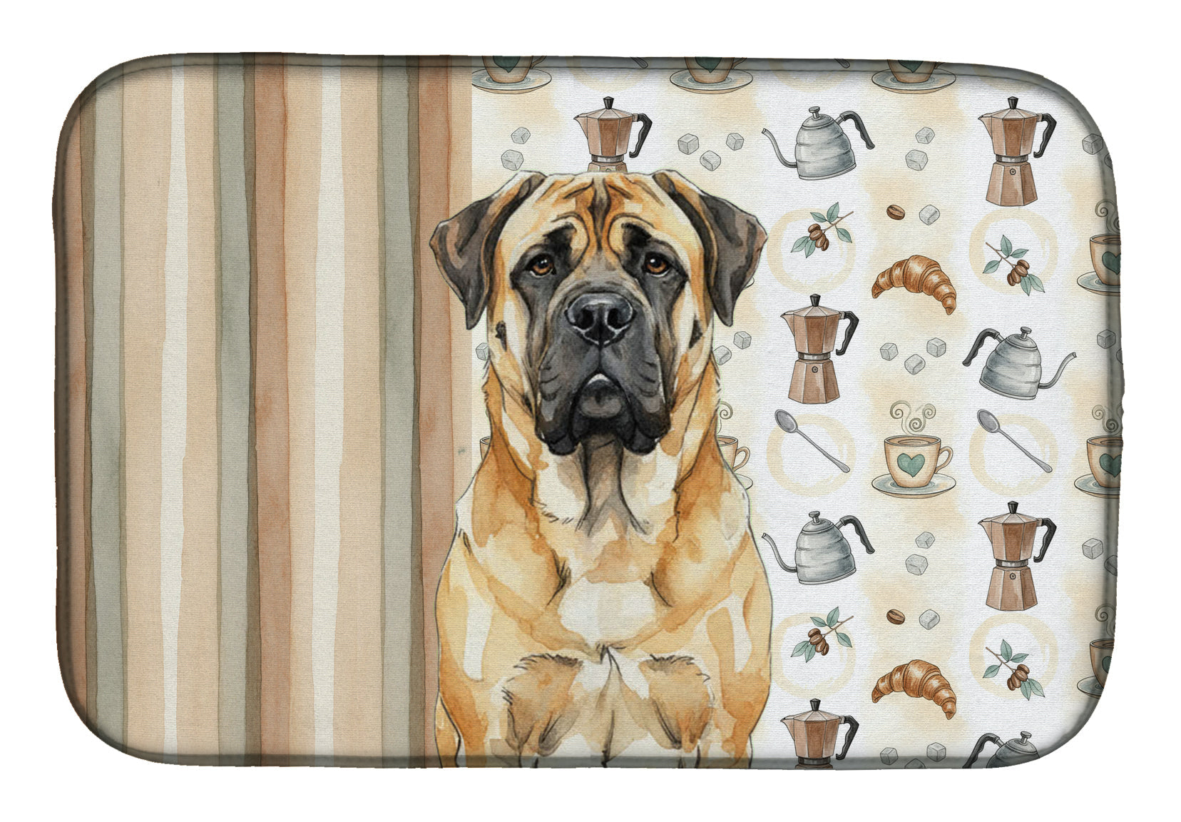 Fawn Mastiff Coffee Bar Dish Drying Mat Absorbent Dish Drying Mat Pad for Kitchen Counter Dish Drainer Mat for Countertop, 14 x 21", Multicolor