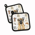 Fawn Mastiff Coffee Bar Pot Holder Set of 2 Heat Resistant Quilted Hot Pads 7.5 x 7.5 Inch, Insulated Kitchen Trivets for Cooking & Baking