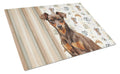 Chocolate and Rust Miniature Pinscher Min Pin Coffee Bar Cutting Board Tempered Glass Kitchen Cutting Surface, Heat Resistant Chopping, Non-Slip Feet, Food Prep & Serving