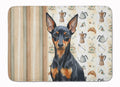 Black and Tan Miniature Pinscher Coffee Bar Memory Foam Kitchen Mat Machine Washable Anti-Fatigue Cushion Comfort Bath or Kitchen Rug