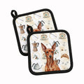 Red Miniature Pinscher Min Pin Coffee Bar Pot Holder Set of 2 Heat Resistant Quilted Hot Pads 7.5 x 7.5 Inch, Insulated Kitchen Trivets for Cooking & Baking
