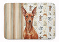 Red Miniature Pinscher Min Pin Coffee Bar Memory Foam Kitchen Mat Machine Washable Anti-Fatigue Cushion Comfort Bath or Kitchen Rug