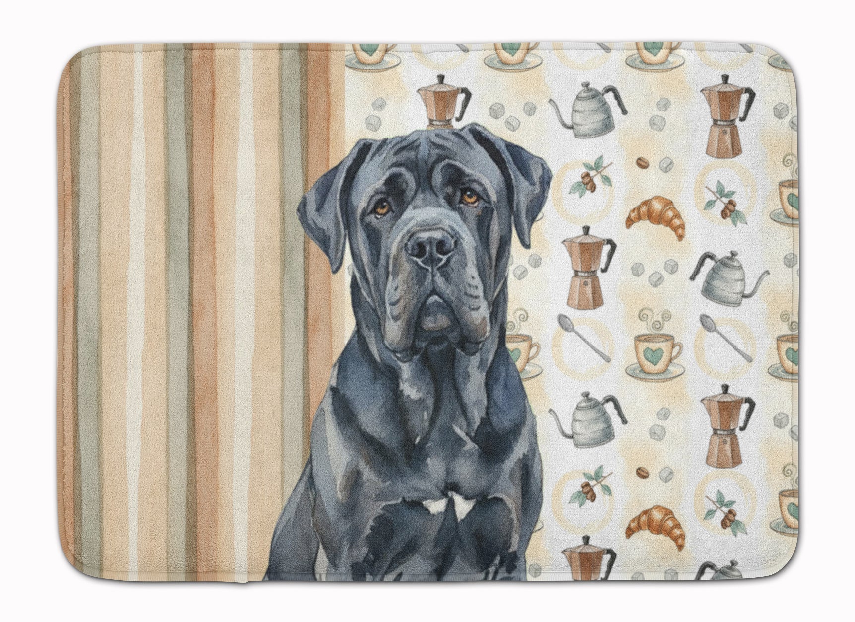 Black Neapolitan Mastiff Coffee Bar Memory Foam Kitchen Mat Machine Washable Anti-Fatigue Cushion Comfort Bath or Kitchen Rug