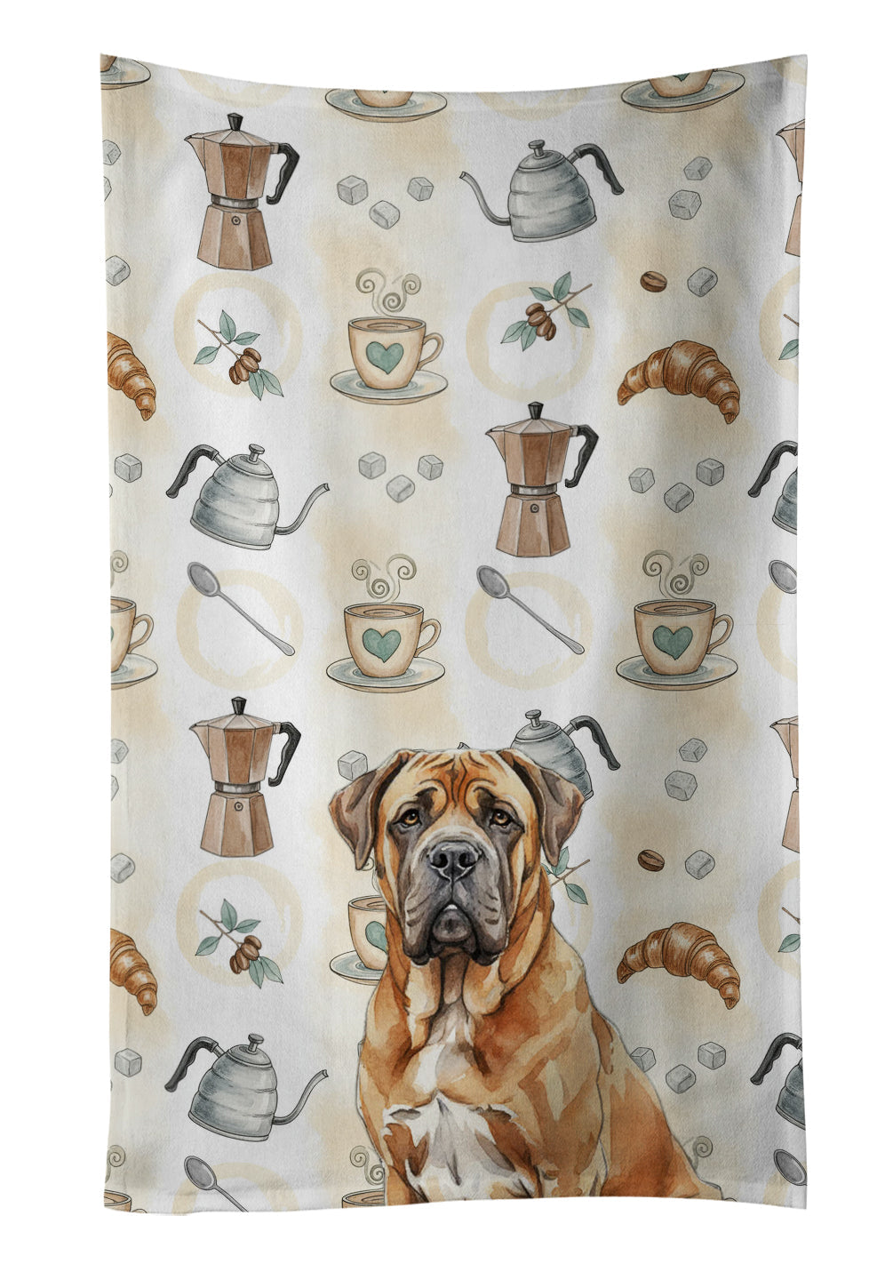 Neapolitan Mastiff Coffee Bar Kitchen Towel Velour Plush Front and Cotton Loop Back Machine Washable
