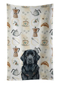 Black Newfoundland Coffee Bar Kitchen Towel Velour Plush Front and Cotton Loop Back Machine Washable
