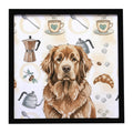 Brown Newfoundland Coffee Bar Framed Metal Print Bathroom, Kitchen, Office, Home Decor Wall Art Ready to Hang, Square, 8X8