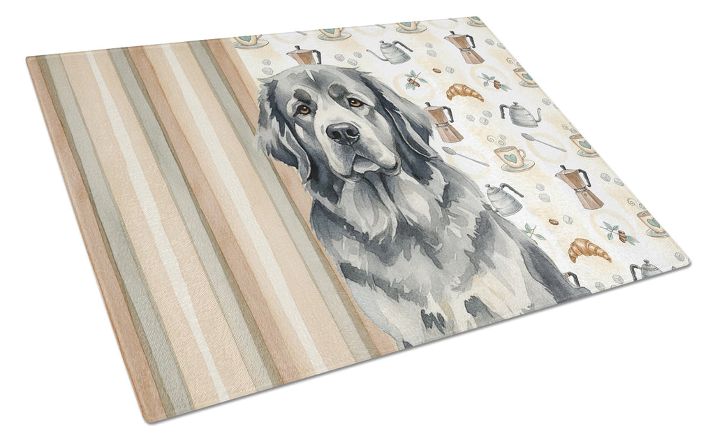Gray Newfoundland Coffee Bar Cutting Board Tempered Glass Kitchen Cutting Surface, Heat Resistant Chopping, Non-Slip Feet, Food Prep & Serving