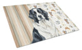 Landseer Newfoundland Coffee Bar Cutting Board Tempered Glass Kitchen Cutting Surface, Heat Resistant Chopping, Non-Slip Feet, Food Prep & Serving