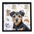 Black and Tan Norfolk Terrier Coffee Bar Framed Metal Print Bathroom, Kitchen, Office, Home Decor Wall Art Ready to Hang, Square, 8X8