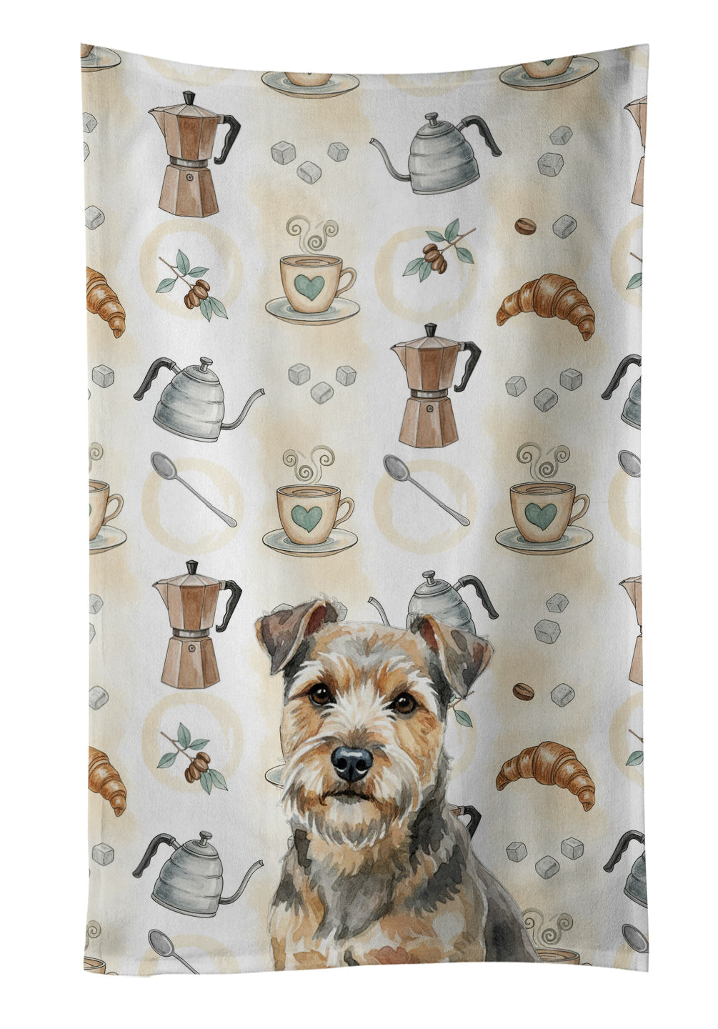 Grizzle and Tan Norfolk Terrier Coffee Bar Kitchen Towel Velour Plush Front and Cotton Loop Back Machine Washable