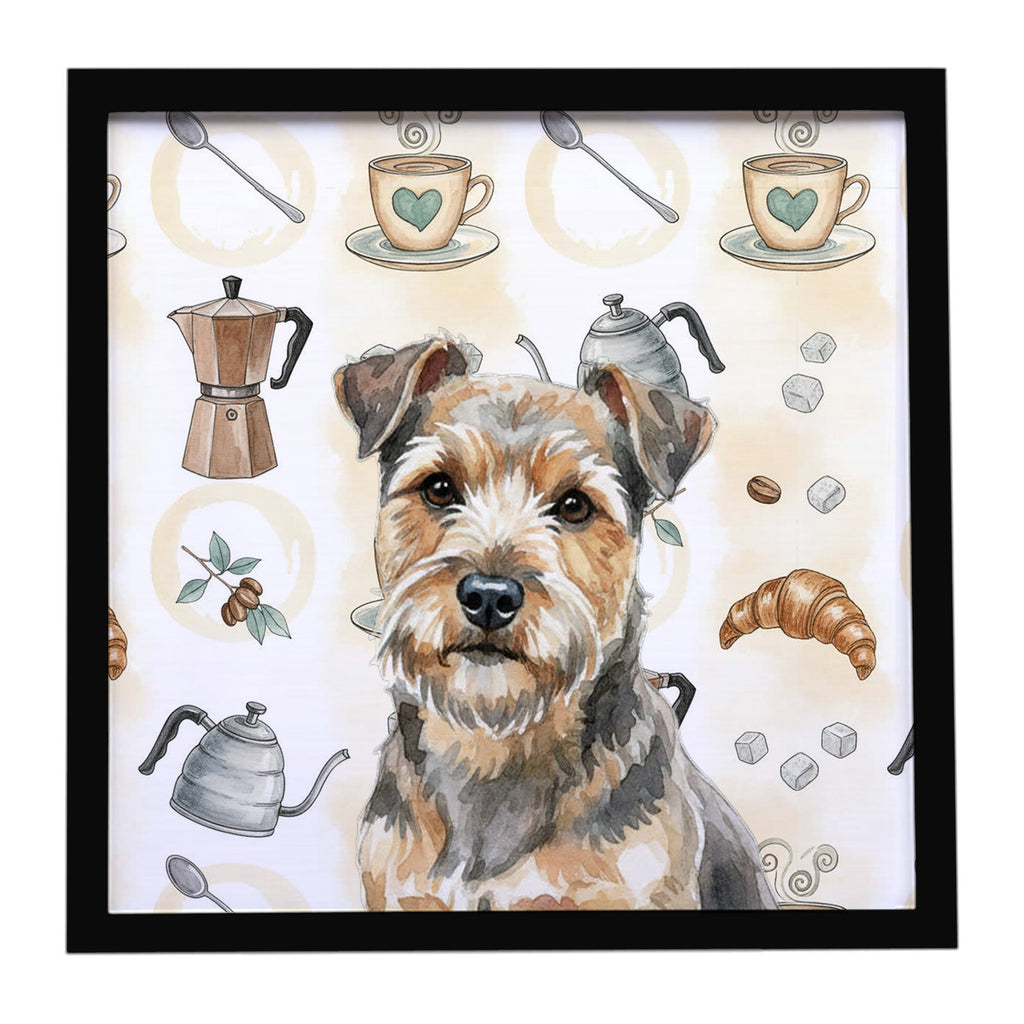 Grizzle and Tan Norfolk Terrier Coffee Bar Framed Metal Print Bathroom, Kitchen, Office, Home Decor Wall Art Ready to Hang, Square, 8X8