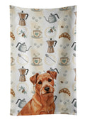 Red Norfolk Terrier Coffee Bar Kitchen Towel Velour Plush Front and Cotton Loop Back Machine Washable
