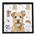 Wheaten Norfolk Terrier Coffee Bar Framed Metal Print Bathroom, Kitchen, Office, Home Decor Wall Art Ready to Hang, Square, 8X8