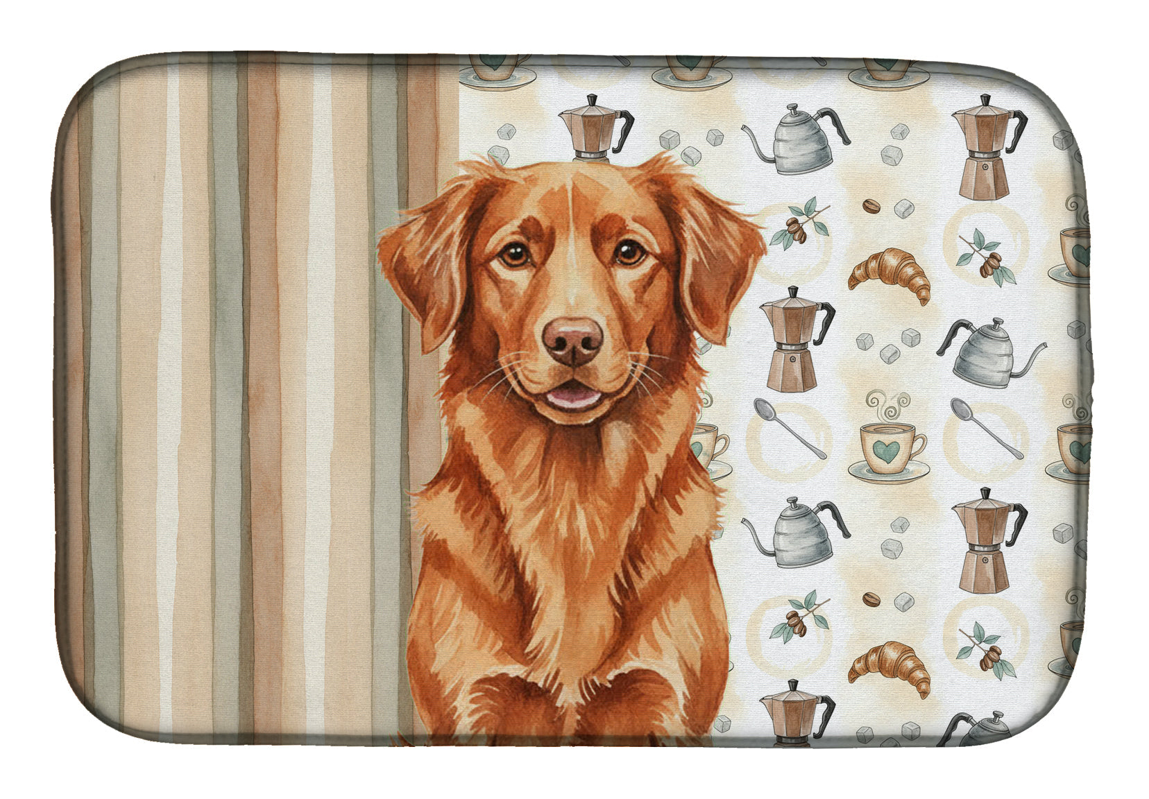 Copper Nova Scotia Duck Tolling Retriever Coffee Bar Dish Drying Mat Absorbent Dish Drying Mat Pad for Kitchen Counter Dish Drainer Mat for Countertop, 14 x 21", Multicolor