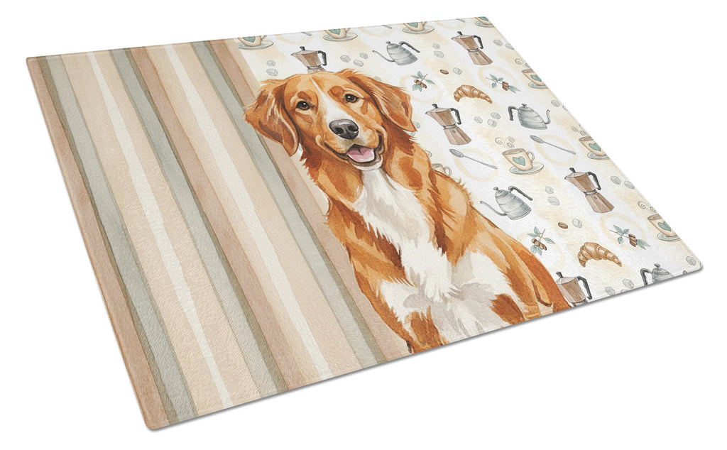 Orange Nova Scotia Duck Tolling Retriever Coffee Bar Cutting Board Tempered Glass Kitchen Cutting Surface, Heat Resistant Chopping, Non-Slip Feet, Food Prep & Serving