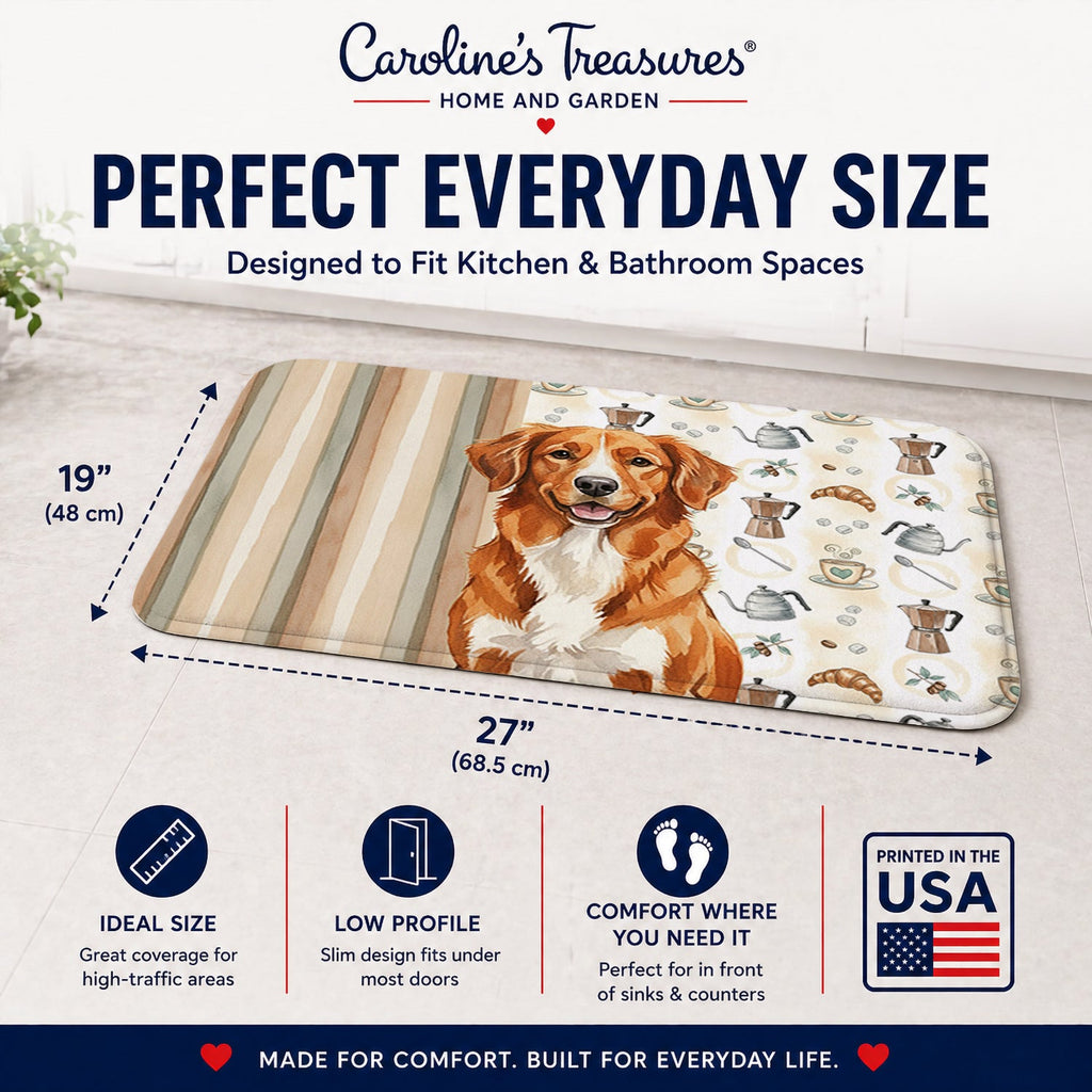 Orange Nova Scotia Duck Tolling Retriever Coffee Bar Memory Foam Kitchen Mat Machine Washable Anti-Fatigue Cushion Comfort Bath or Kitchen Rug