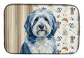 Blue and White Old English Sheepdog Coffee Bar Dish Drying Mat Absorbent Dish Drying Mat Pad for Kitchen Counter Dish Drainer Mat for Countertop, 14 x 21", Multicolor
