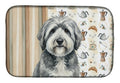 Gray and White Old English Sheepdog Coffee Bar Dish Drying Mat Absorbent Dish Drying Mat Pad for Kitchen Counter Dish Drainer Mat for Countertop, 14 x 21", Multicolor