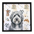 Gray and White Old English Sheepdog Coffee Bar Framed Metal Print Bathroom, Kitchen, Office, Home Decor Wall Art Ready to Hang, Square, 8X8