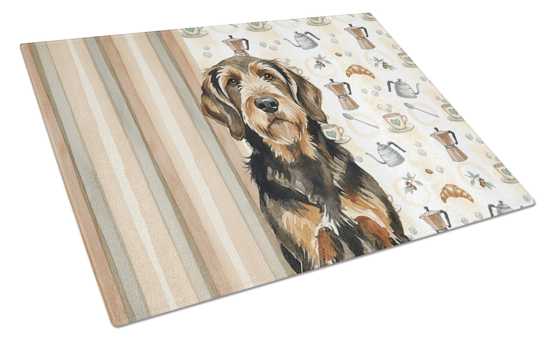 Black and Tan Otterhound Coffee Bar Cutting Board Tempered Glass Kitchen Cutting Surface, Heat Resistant Chopping, Non-Slip Feet, Food Prep & Serving