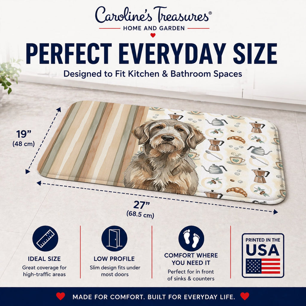 Grizzle and Tan Otterhound Coffee Bar Memory Foam Kitchen Mat Machine Washable Anti-Fatigue Cushion Comfort Bath or Kitchen Rug
