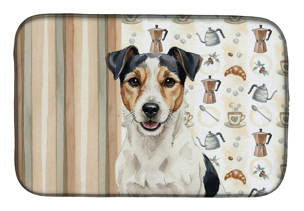 Parson Russell Terrier Coffee Bar Dish Drying Mat Absorbent Dish Drying Mat Pad for Kitchen Counter Dish Drainer Mat for Countertop, 14 x 21", Multicolor