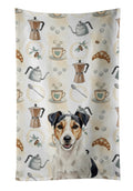 Parson Russell Terrier Coffee Bar Kitchen Towel Velour Plush Front and Cotton Loop Back Machine Washable