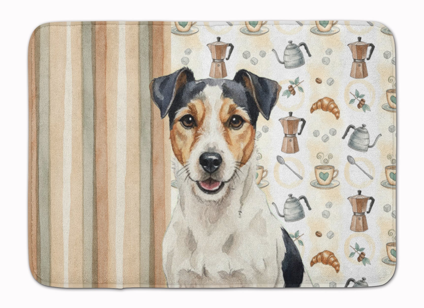 Parson Russell Terrier Coffee Bar Memory Foam Kitchen Mat Machine Washable Anti-Fatigue Cushion Comfort Bath or Kitchen Rug