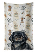 Black Pekingese Coffee Bar Kitchen Towel Velour Plush Front and Cotton Loop Back Machine Washable