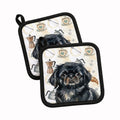 Black Pekingese Coffee Bar Pot Holder Set of 2 Heat Resistant Quilted Hot Pads 7.5 x 7.5 Inch, Insulated Kitchen Trivets for Cooking & Baking