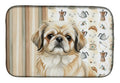 Fawn Pekingese Coffee Bar Dish Drying Mat Absorbent Dish Drying Mat Pad for Kitchen Counter Dish Drainer Mat for Countertop, 14 x 21", Multicolor