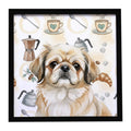 Fawn Pekingese Coffee Bar Framed Metal Print Bathroom, Kitchen, Office, Home Decor Wall Art Ready to Hang, Square, 8X8